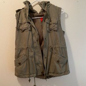 Green Hooded Vest with Pockets